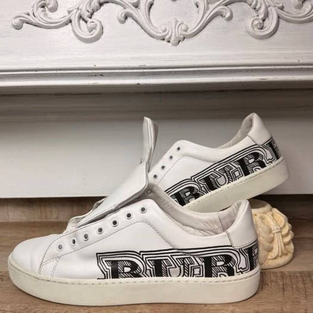 Burberry Albert Doodle Logo Leather Sneakers - Picture 5 of 9